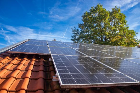 Solar panels on residential roof